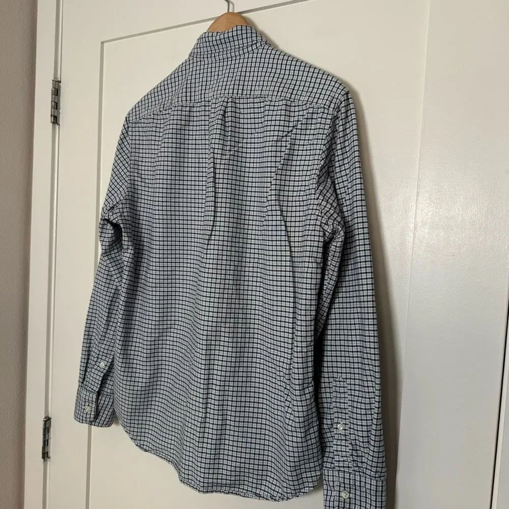 J Crew Oxford Shirt Mens Sz M Gingham Slim Fit 100% Cotton Preppy Office Career